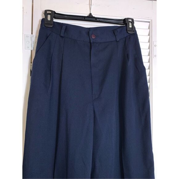 Vintage Navy High Waist Pleated Trousers USA Size 8 - Picture 2 of 9